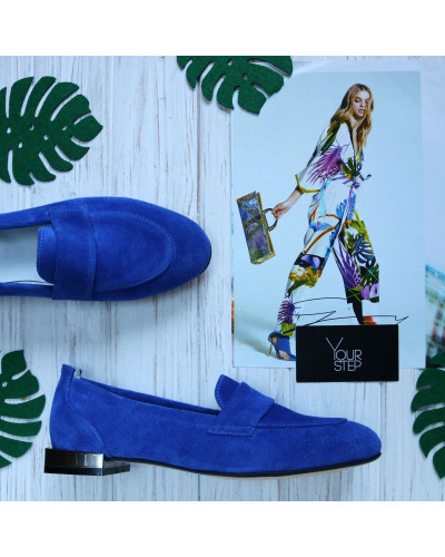 Замшевые лоферы в насыщенном синем цвете Арт. 156-1П/33