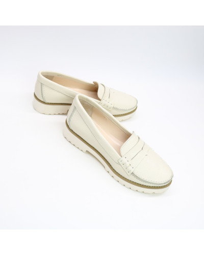 Мокасины из бежевой кожи флотар Арт. 05-10SE