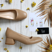 Туфли из карамельной кожи на низком каблуке Арт. 456-1/53Ок