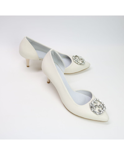 Туфлі-човники з світло-бежевої шкіри Арт. 657-2/36-57583