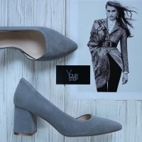 Туфлі-човники зі світло-сірої замші Арт. 657-2/47Ок