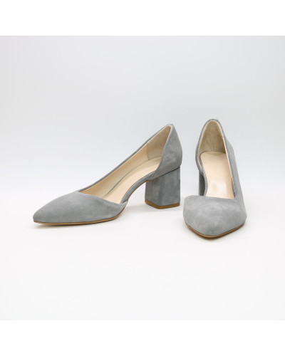 Туфлі-човники зі світло-сірої замші Арт. 657-2/47Ок