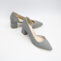 Туфлі-човники зі світло-сірої замші Арт. 657-2/47Ок