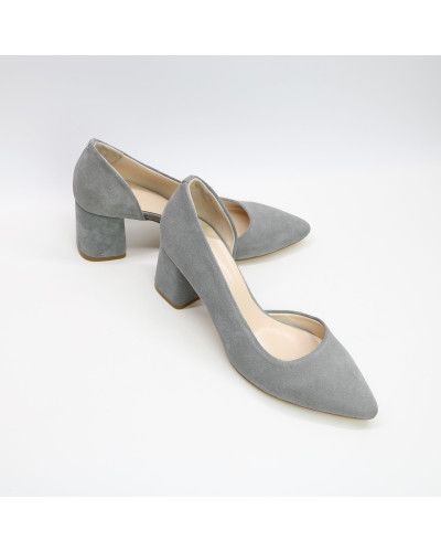 Туфлі-човники зі світло-сірої замші Арт. 657-2/47Ок