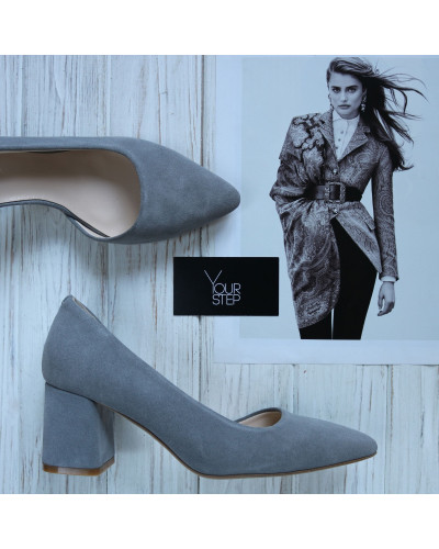 Туфлі-човники зі світло-сірої замші Арт. 657-2/47Ок