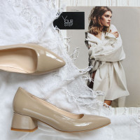 Бежеві лакові туфлі-човники Арт. 457-1/53Ок