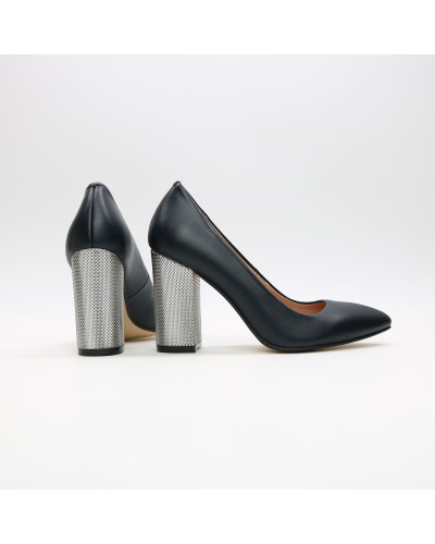 Туфлі-човники з темно-синьої шкіри Арт. 35-1/42 Serebro