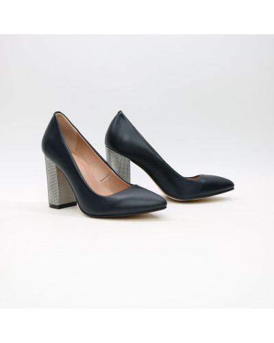 Туфлі-човники з темно-синьої шкіри Арт. 35-1/42 Serebro