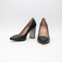 Туфлі-човники з темно-синьої шкіри Арт. 35-1/42 Serebro