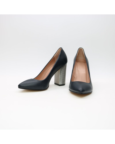 Туфлі-човники з темно-синьої шкіри Арт. 35-1/42 Serebro