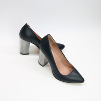 Туфлі-човники з темно-синьої шкіри Арт. 35-1/42 Serebro