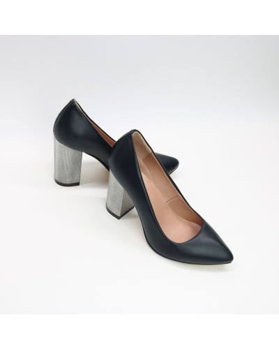 Туфлі-човники з темно-синьої шкіри Арт. 35-1/42 Serebro