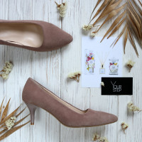 Туфлі-човники з бежевого велюру Арт.657-1/36