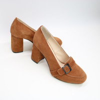 Туфли из замши рыжего цвета на обтяжном каблуке Арт. 853-5/48Ок