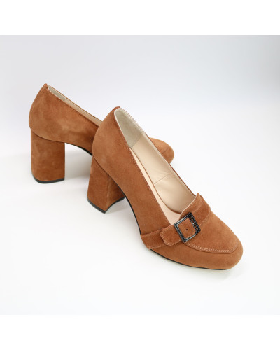 Туфли из замши рыжего цвета на обтяжном каблуке Арт. 853-5/48Ок