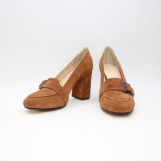 Туфли из замши рыжего цвета на обтяжном каблуке Арт. 853-5/48Ок