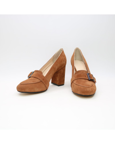 Туфли из замши рыжего цвета на обтяжном каблуке Арт. 853-5/48Ок