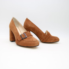 Туфли из замши рыжего цвета на обтяжном каблуке Арт. 853-5/48Ок