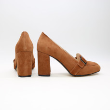 Туфли из замши рыжего цвета на обтяжном каблуке Арт. 853-5/48Ок