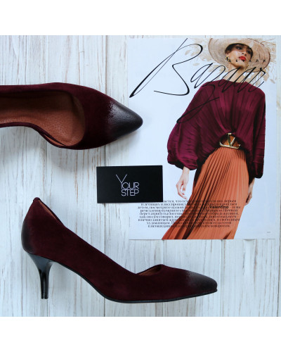 Туфлі-човники з замші кольору бордо Арт. 657-2/36