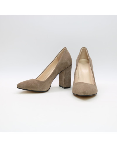 Замшеві туфлі-човники кольору капучино Арт. 35-1/44Ок