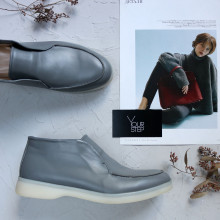 Высокие лоферы из серой кожи Арт. 156-4