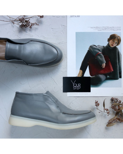 Високі лофери із сірої шкіри Арт. 156-4