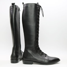 Високі чоботи зі шнурівкою із чорної шкіри Арт. 104-4