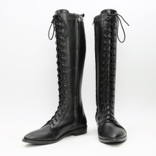 Високі чоботи зі шнурівкою із чорної шкіри Арт. 104-4