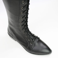 Високі чоботи зі шнурівкою із чорної шкіри Арт. 104-4