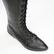 Високі чоботи зі шнурівкою із чорної шкіри Арт. 104-4