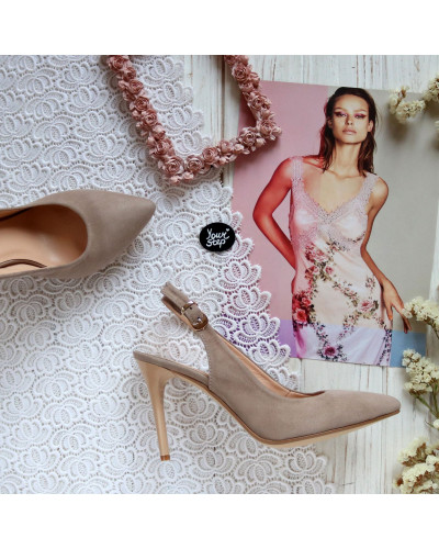 Бежеві босоніжки на шпильці Арт. 35-2/35