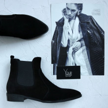 Чорні Челсі із замші з гострим носиком Арт. 104-3