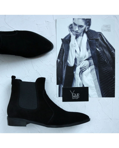 Чорні Челсі із замші з гострим носиком Арт. 104-3