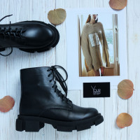 Чорні шкіряні черевики Арт. As-8/21074