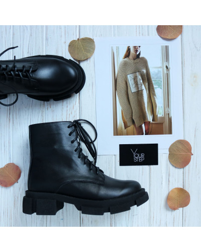 Чорні шкіряні черевики Арт. As-8/21074