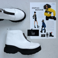 Ботинки из белой кожи с молнией спереди Арт. As-7/247