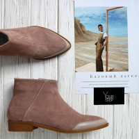 Ботинки из велюра оттенка капучино с острым носиком Арт. 104-2