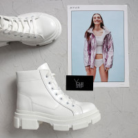 Ботинки со шнуровкой из матового лака белого цвета Арт. 51-3/260