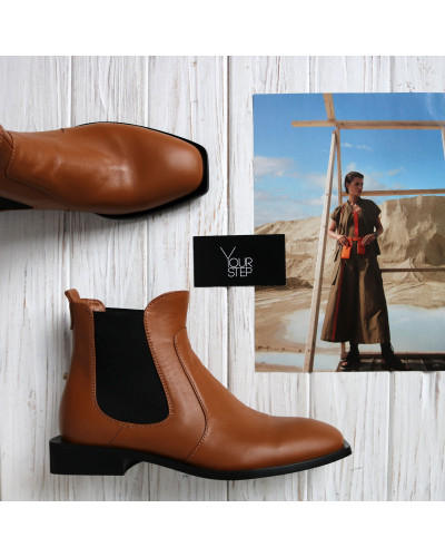 Челсі з рудої шкіри із квадратним носом Арт. 105-2