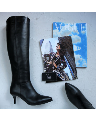 Класичні шкіряні чоботи на шпильці Арт. 657-14/36