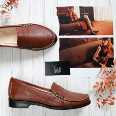 Мокасины из рыжей кожи флотар Арт. 05-10(Mar4)