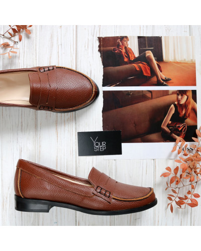 Мокасины из рыжей кожи флотар Арт. 05-10(Mar4)