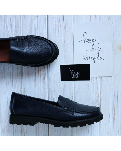 Мокасины из синей кожи флотар Арт. 05-10SE