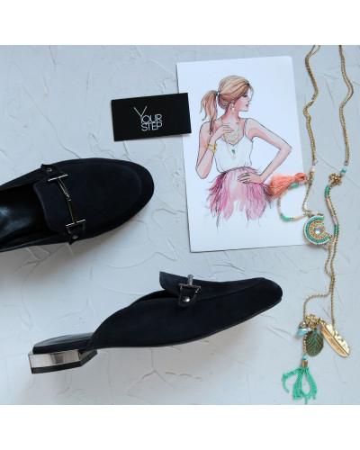 Мюлі із синього велюру Арт. 156-2/33-2578