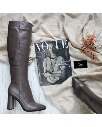 Шкіряні чоботи на підборах Арт. 35-11/44Ок