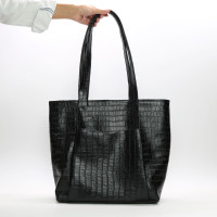 Сумка-шопер з чорної шкіри під рептилію Арт. YS-6072