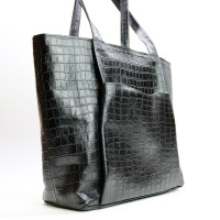 Сумка-шопер з чорної шкіри під рептилію Арт. YS-6072