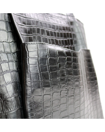 Сумка-шопер з чорної шкіри під рептилію Арт. YS-6072