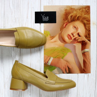 Туфли из кожи цвета оливки Арт. 456-3/53Ok-П